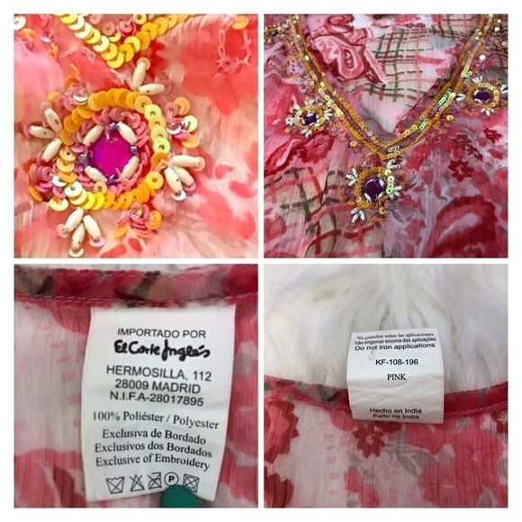 El Corte Ingles XL embroidered sequin Coverup - Picture 5 of 10